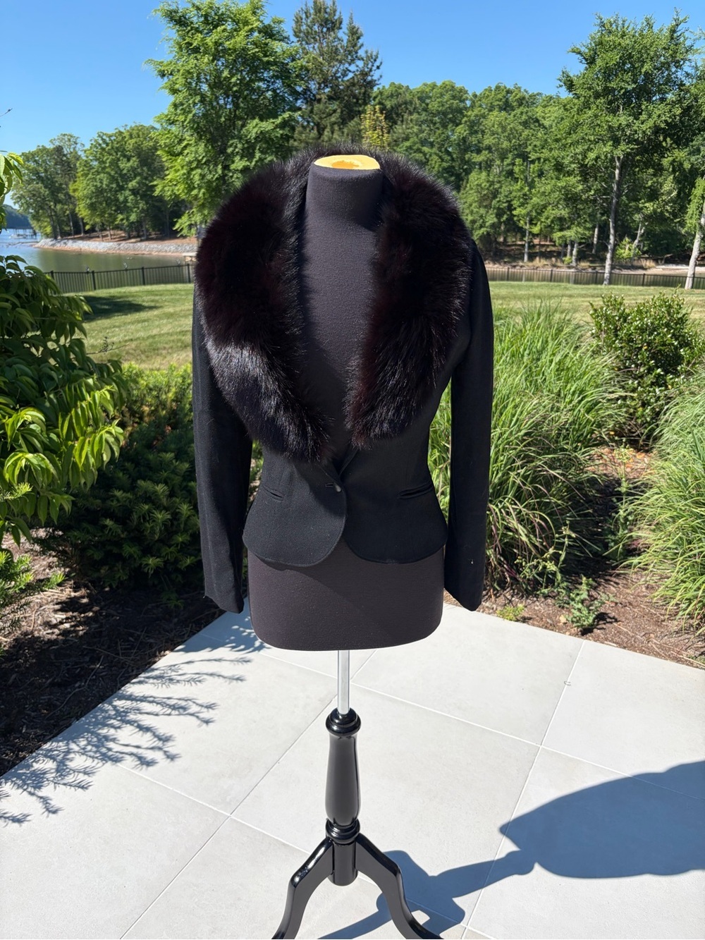 Vintage Bert Newman Black Fur Collar Blazer Union Made Glam Coat Small
